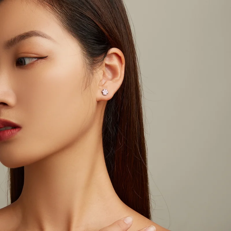 (imagem para) Pandora Style Cute Cat Paw Stud Earrings - SCE1516 - Visualizar 5