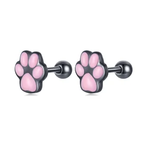 (imagem para) Pandora Style Cute Cat Paw Stud Earrings - SCE1516