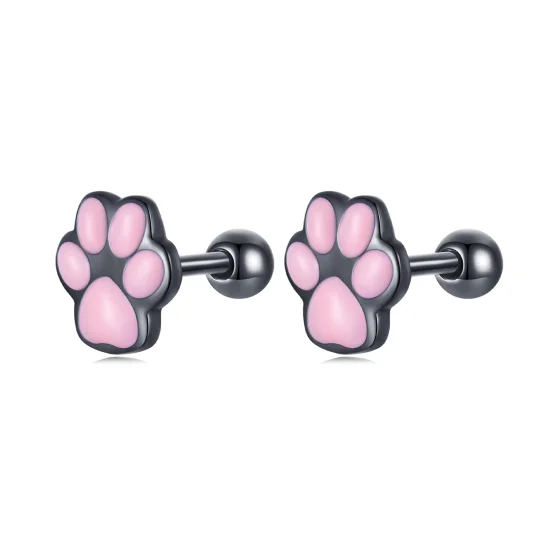 (imagem para) Pandora Style Cute Cat Paw Stud Earrings - SCE1516