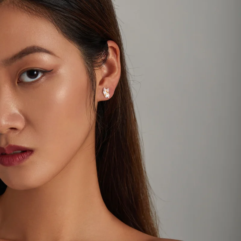 (imagem para) Pandora Style Cute Corgi Stud Earrings - SCE1281 - Visualizar 5