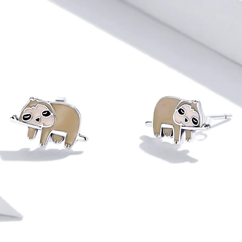 (imagem para) Pandora Style Cute Sloth Stud Earrings - SCE1280 - Visualizar 3