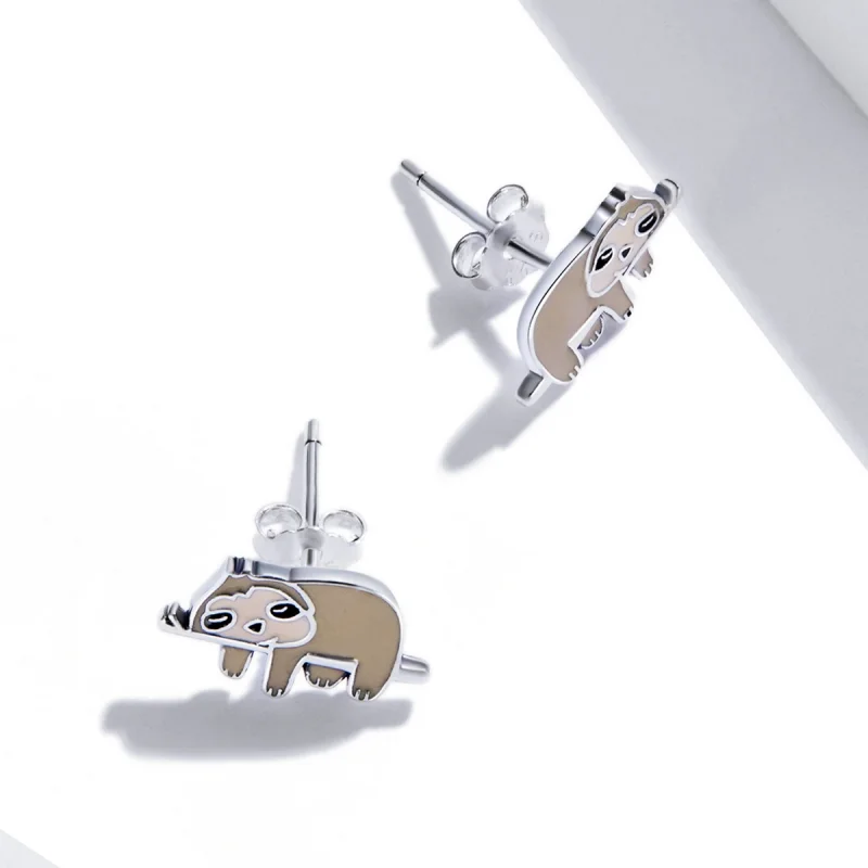 (imagem para) Pandora Style Cute Sloth Stud Earrings - SCE1280 - Visualizar 4