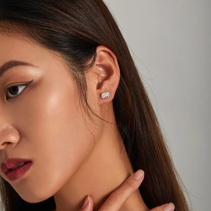 (imagem para) Pandora Style Cute Sloth Stud Earrings - SCE1280 - Visualizar 5