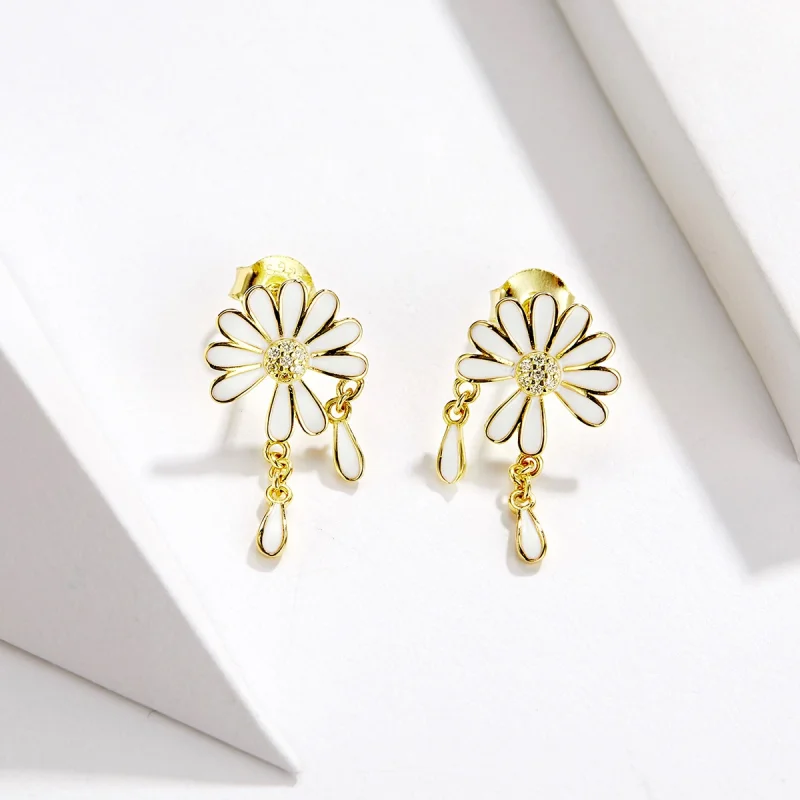 (imagem para) Pandora Style Daisy Stud Earrings - BSE159 - Visualizar 3