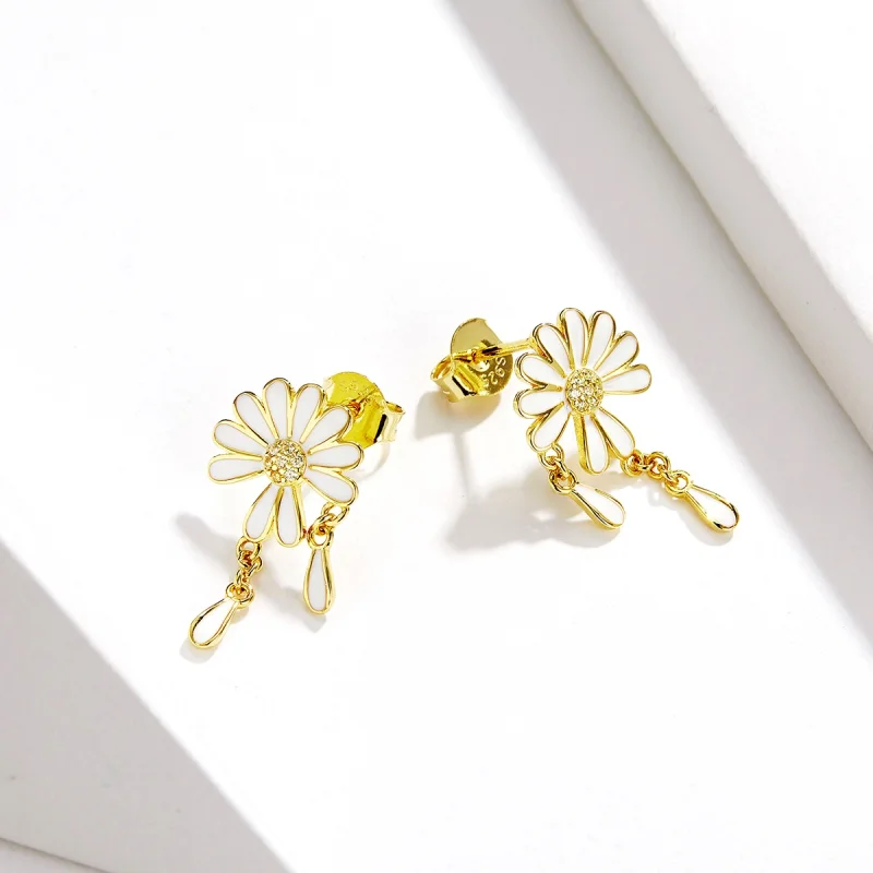 (imagem para) Pandora Style Daisy Stud Earrings - BSE159 - Visualizar 4