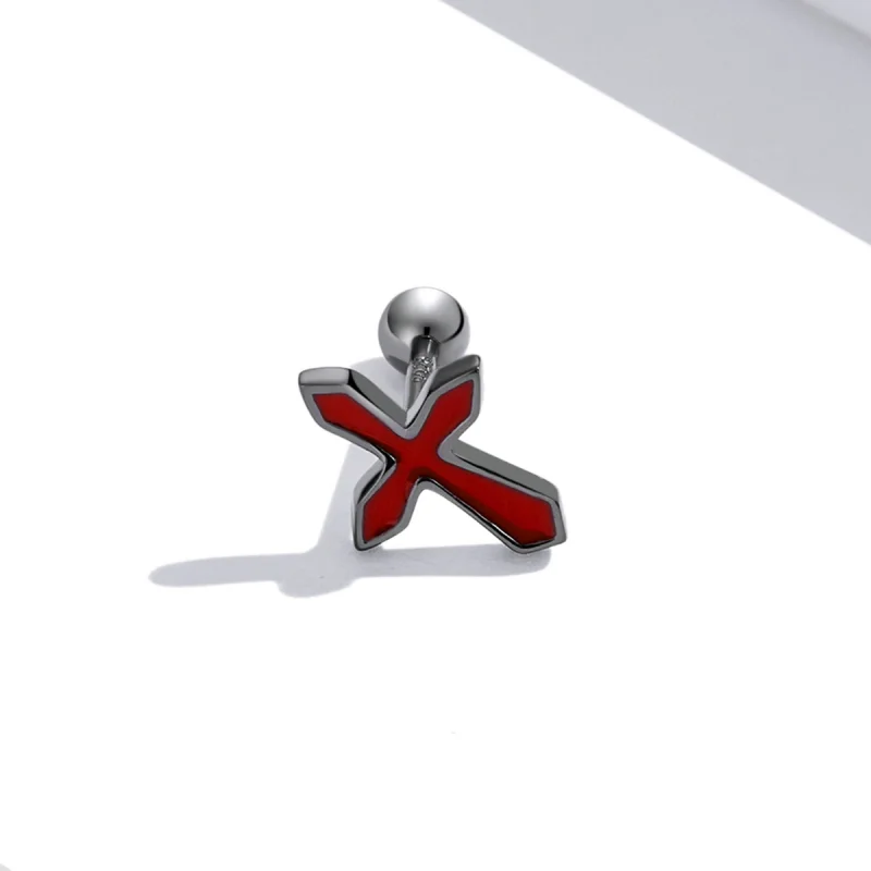 (imagem para) Pandora Style Dark Cross Stud Earrings - SCE1327 - Visualizar 2