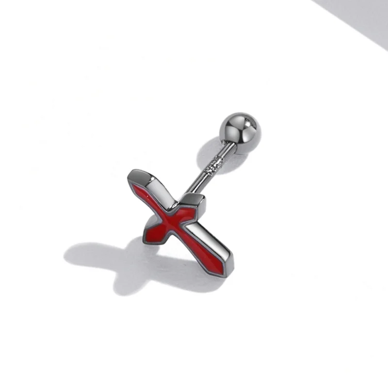(imagem para) Pandora Style Dark Cross Stud Earrings - SCE1327 - Visualizar 4