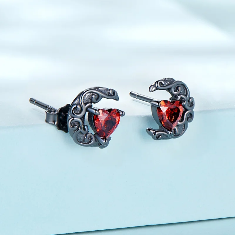 (imagem para) Pandora Style Dark Night Moonlight Stud Earrings - SCE1519 - Visualizar 2