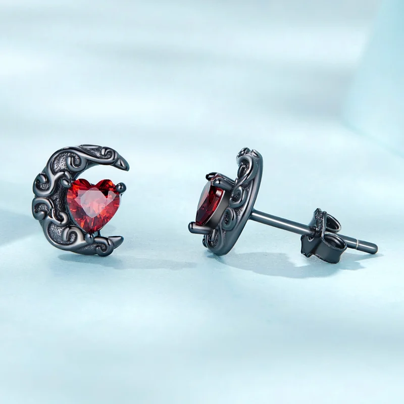 (imagem para) Pandora Style Dark Night Moonlight Stud Earrings - SCE1519 - Visualizar 3