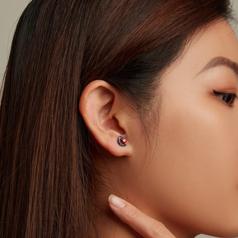 (imagem para) Pandora Style Dark Night Moonlight Stud Earrings - SCE1519 - Visualizar 7