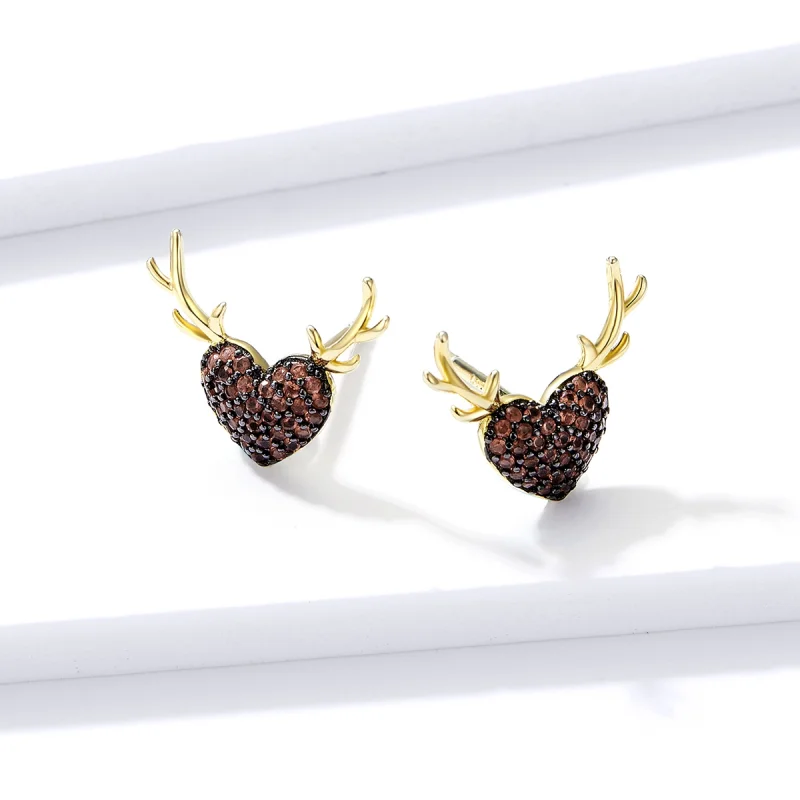 (imagem para) Pandora Style Deer Love Stud Earrings - BSE313 - Visualizar 4