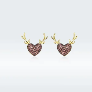 (imagem para) Pandora Style Deer Love Stud Earrings - BSE313
