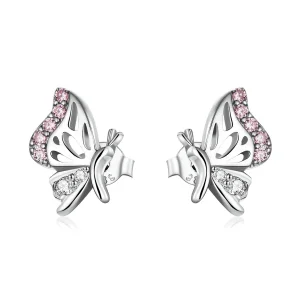 (imagem para) Pandora Style Delicate Butterfly Stud Earrings - BSE574