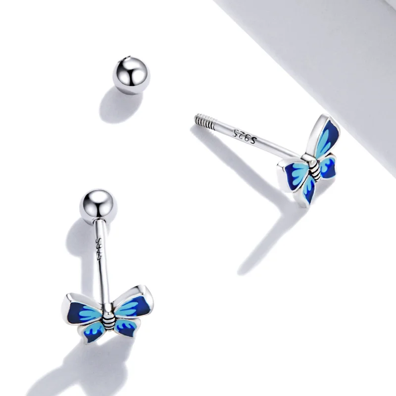 (imagem para) Pandora Style Delicate Butterfly Stud Earrings - SCE1285 - Visualizar 3
