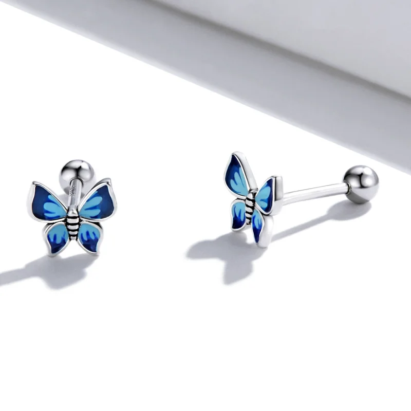 (imagem para) Pandora Style Delicate Butterfly Stud Earrings - SCE1285 - Visualizar 4