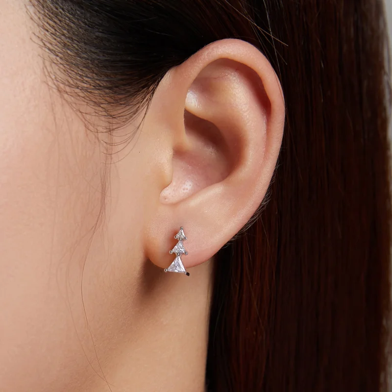 (imagem para) Pandora Style Delicate Christmas Tree Stud Earrings - SCE1268-A - Visualizar 3