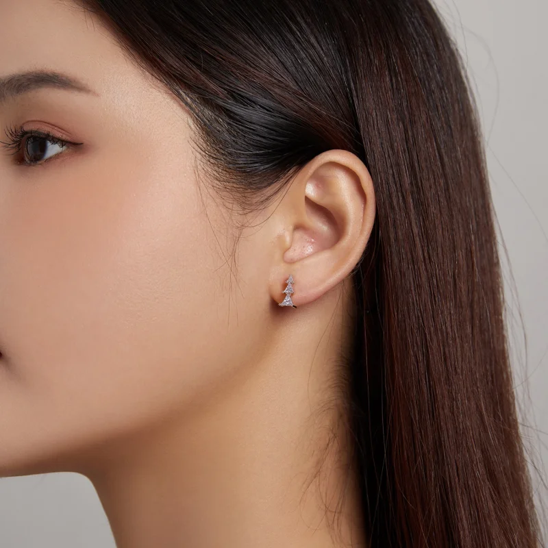 (imagem para) Pandora Style Delicate Christmas Tree Stud Earrings - SCE1268-A - Visualizar 4