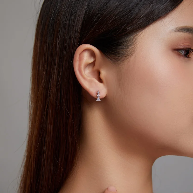 (imagem para) Pandora Style Delicate Christmas Tree Stud Earrings - SCE1268-A - Visualizar 5