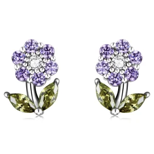 (imagem para) Pandora Style Delicate Flowers Stud Earrings - BSE592-VT