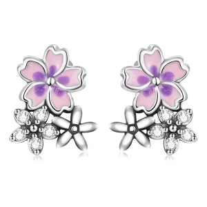 (imagem para) Pandora Style Delicate Flowers Stud Earrings - SCE1390