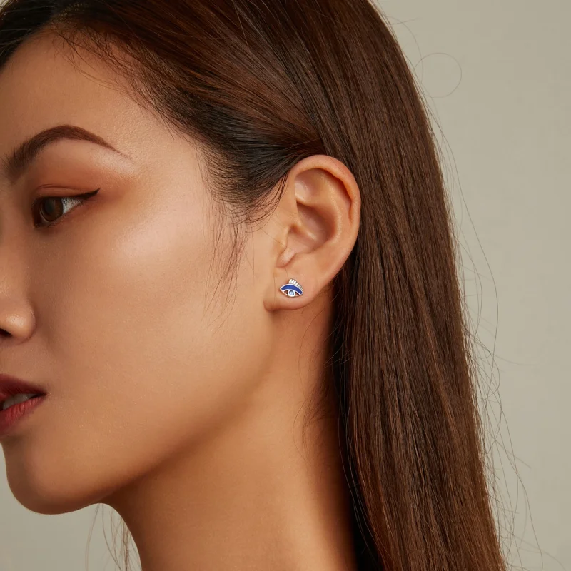 (imagem para) Pandora Style Devil Eye Lucky Hand Set Stud Earrings - SCE1341 - Visualizar 6