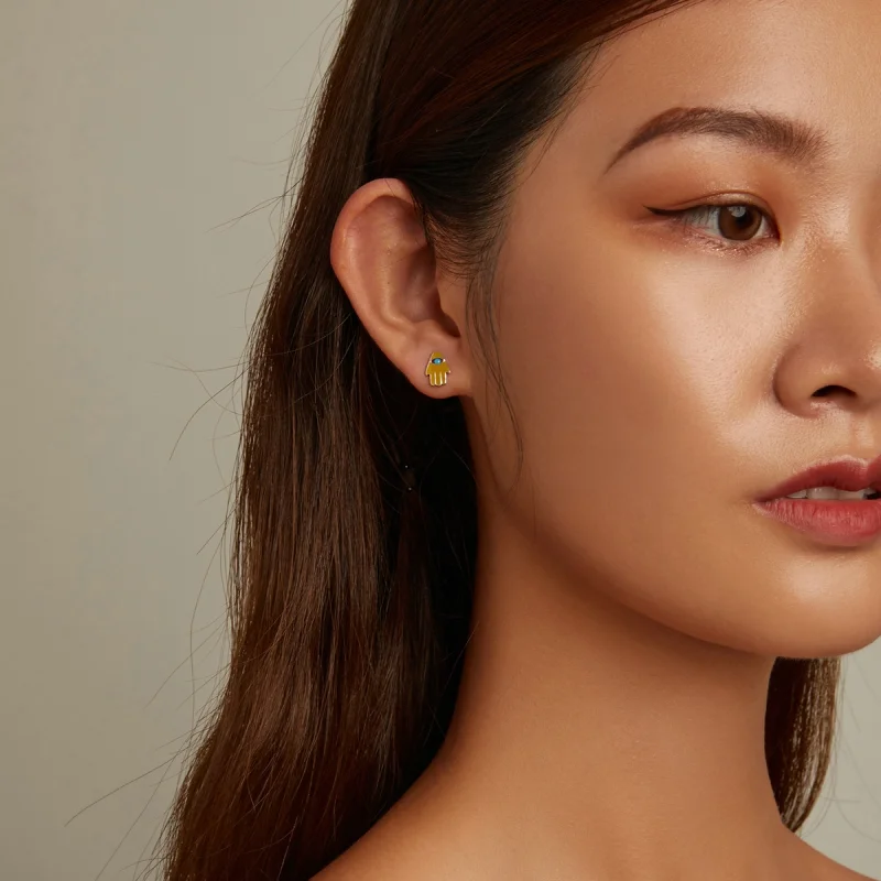 (imagem para) Pandora Style Devil Eye Lucky Hand Set Stud Earrings - SCE1341 - Visualizar 8