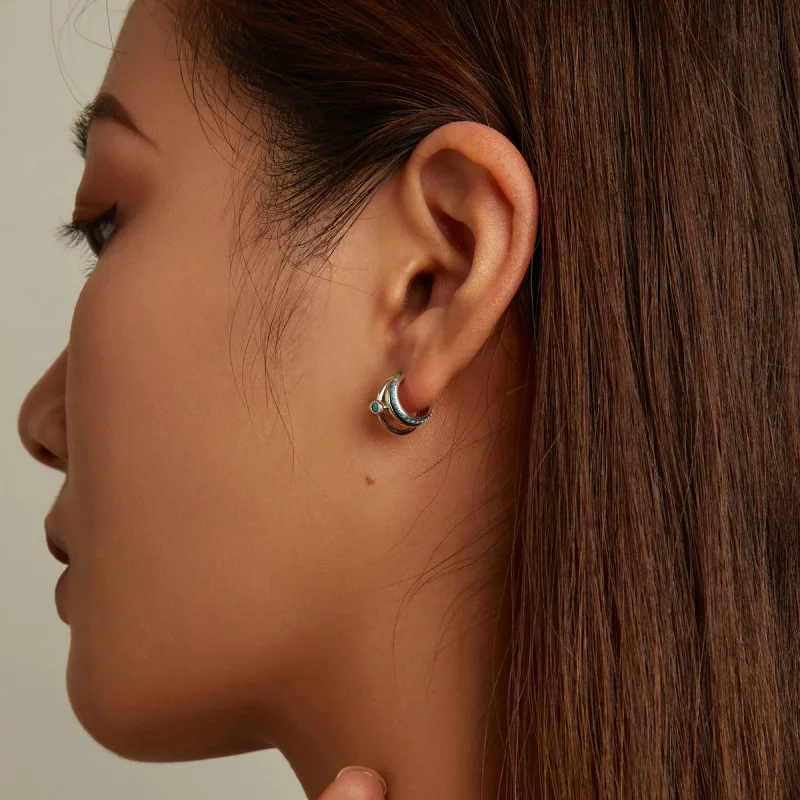 (imagem para) Pandora Style Devil's Eye Circle Stud Earrings - BSE571 - Visualizar 7