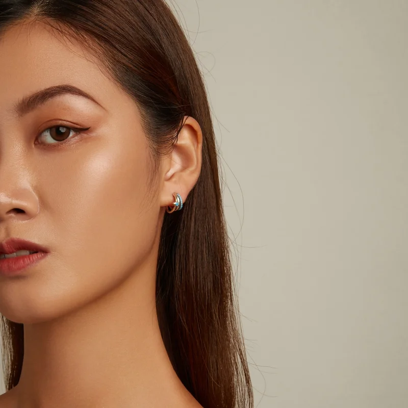 (imagem para) Pandora Style Devil's Eye Circle Stud Earrings - BSE571 - Visualizar 8