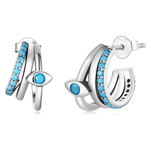 (imagem para) Pandora Style Devil's Eye Circle Stud Earrings - BSE571