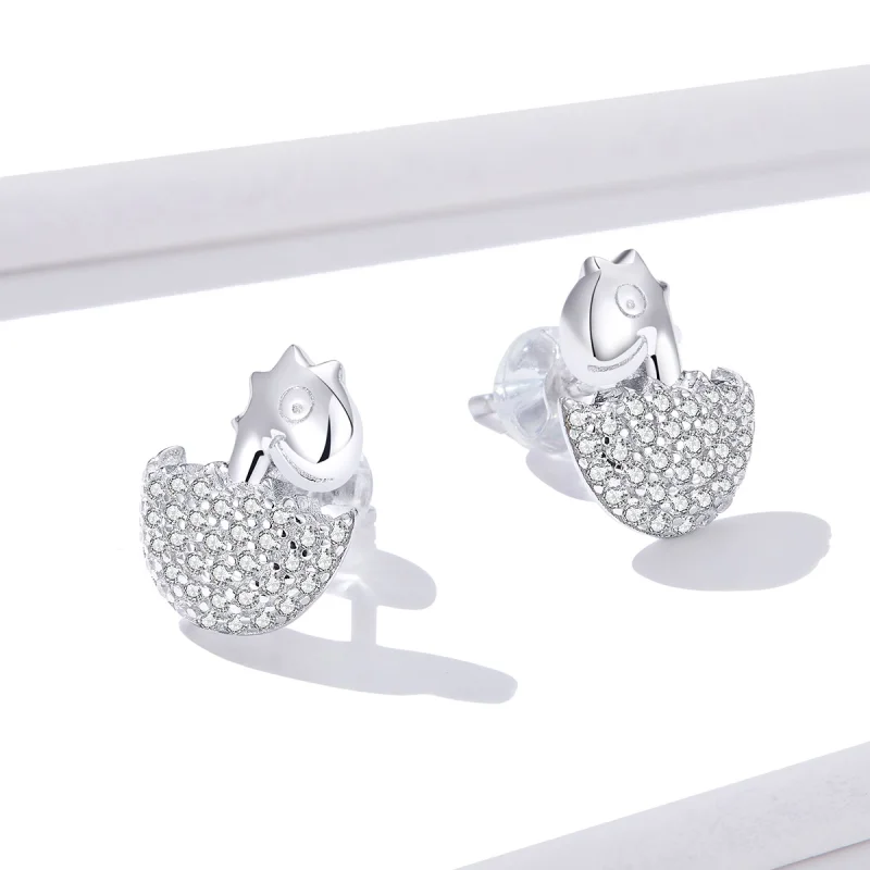 (imagem para) Pandora Style Dinosaur Baby Stud Earrings - BSE354 - Visualizar 3
