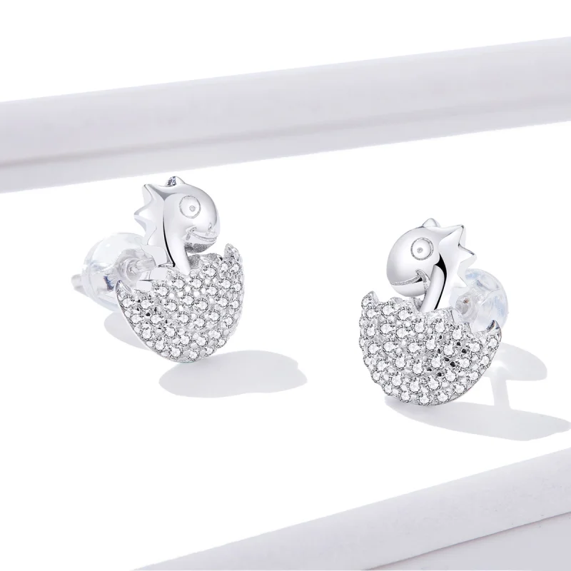 (imagem para) Pandora Style Dinosaur Baby Stud Earrings - BSE354 - Visualizar 4