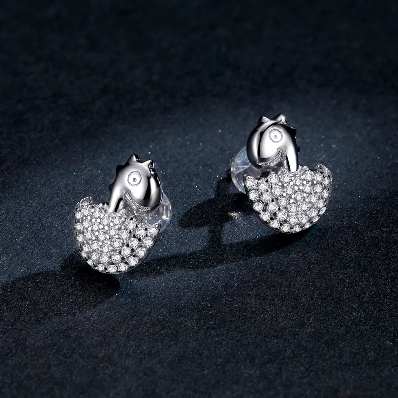(imagem para) Pandora Style Dinosaur Baby Stud Earrings - BSE354 - Visualizar 5