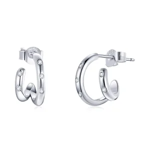 (imagem para) Pandora Style Double Circle Stud Earrings - BSE494