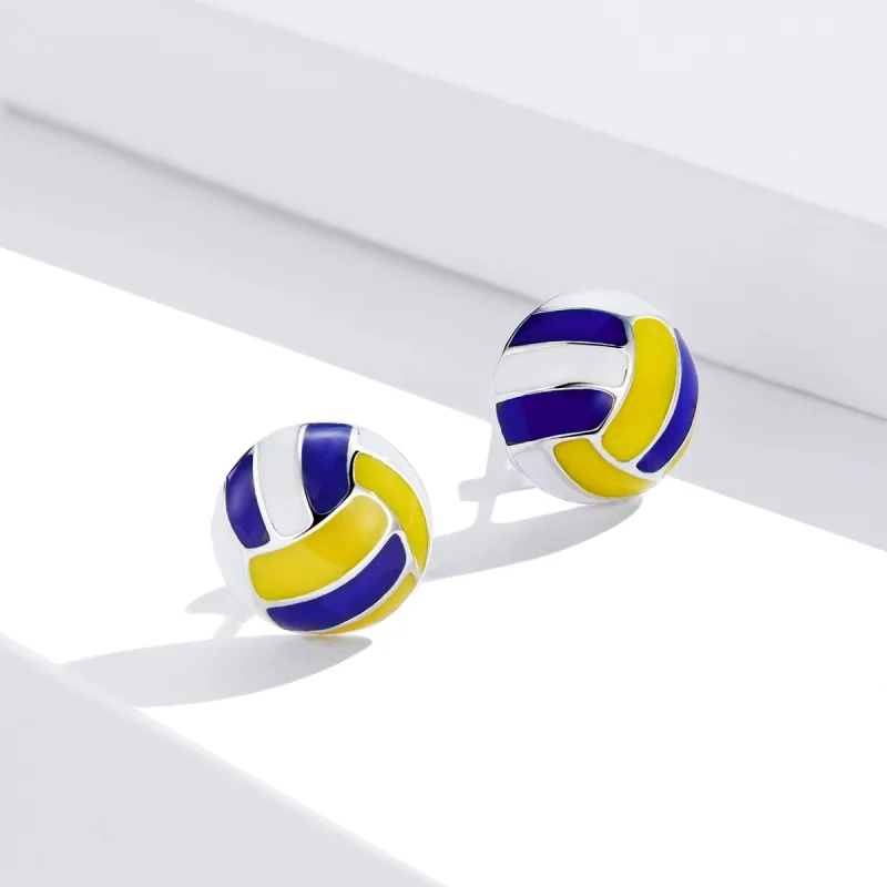 (imagem para) Pandora Style Dynamic Volleyball Stud Earrings - SCE902 - Visualizar 2