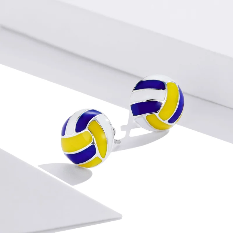 (imagem para) Pandora Style Dynamic Volleyball Stud Earrings - SCE902 - Visualizar 4