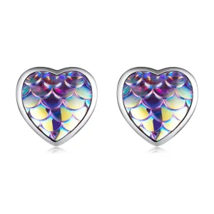 (imagem para) Pandora Style Fish Scale Heart Stud Earrings - SCE1300