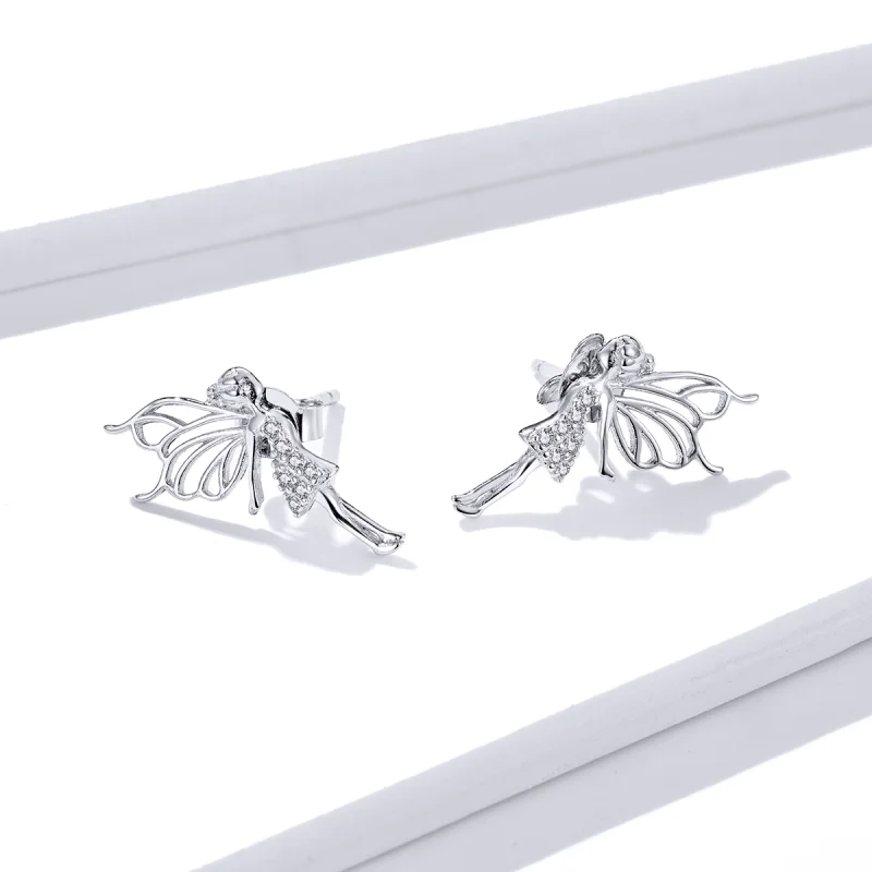 (imagem para) Pandora Style Flower Elf Stud Earrings - BSE338 - Visualizar 2