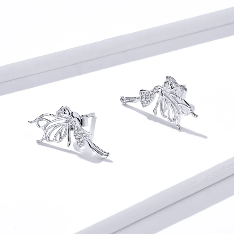 (imagem para) Pandora Style Flower Elf Stud Earrings - BSE338 - Visualizar 3