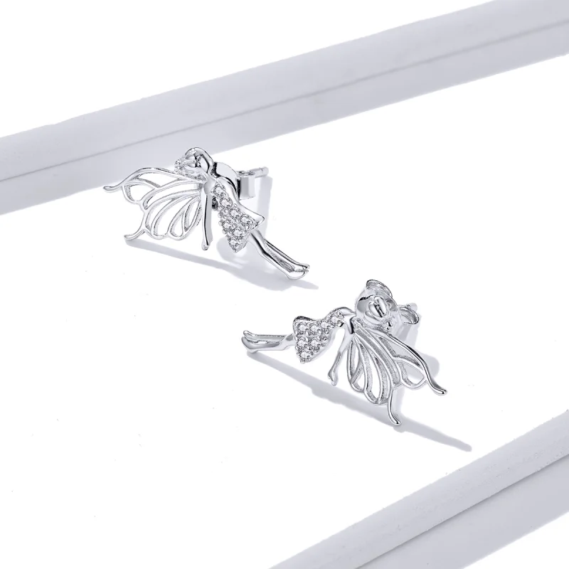 (imagem para) Pandora Style Flower Elf Stud Earrings - BSE338 - Visualizar 4