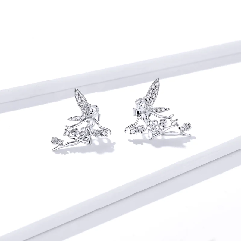 (imagem para) Pandora Style Flower Elf Stud Earrings - BSE341 - Visualizar 2