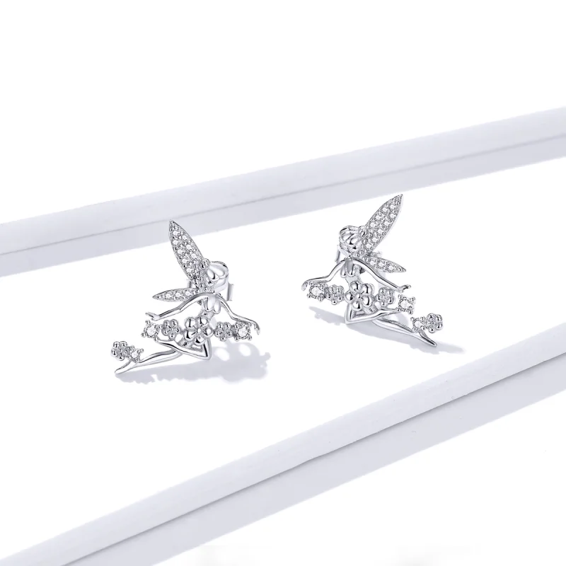 (imagem para) Pandora Style Flower Elf Stud Earrings - BSE341 - Visualizar 3