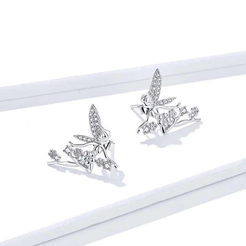 (imagem para) Pandora Style Flower Elf Stud Earrings - BSE341 - Visualizar 4