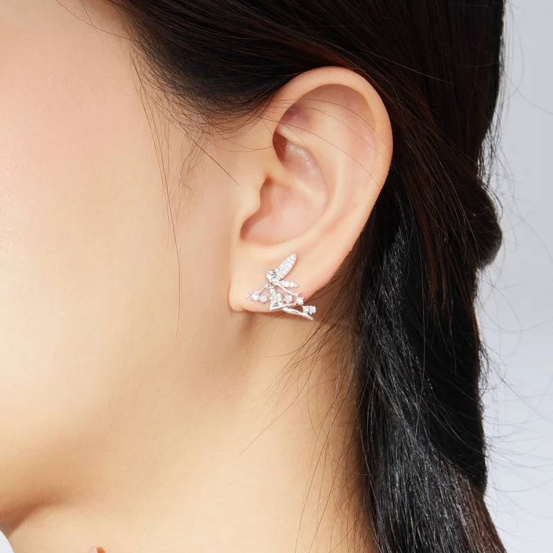 (imagem para) Pandora Style Flower Elf Stud Earrings - BSE341 - Visualizar 6