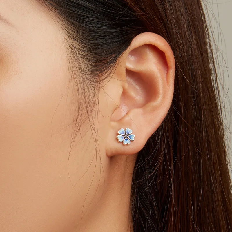 (imagem para) Pandora Style Flowers Stud Earrings - SCE1513 - Visualizar 5