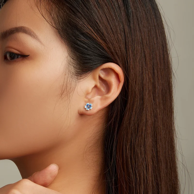 (imagem para) Pandora Style Flowers Stud Earrings - SCE1513 - Visualizar 6