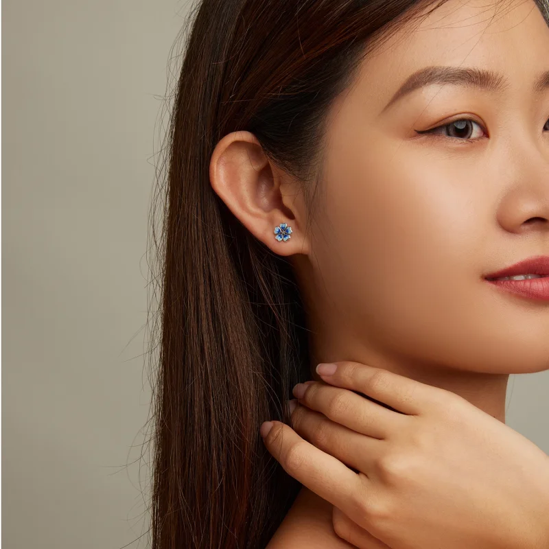 (imagem para) Pandora Style Flowers Stud Earrings - SCE1513 - Visualizar 7