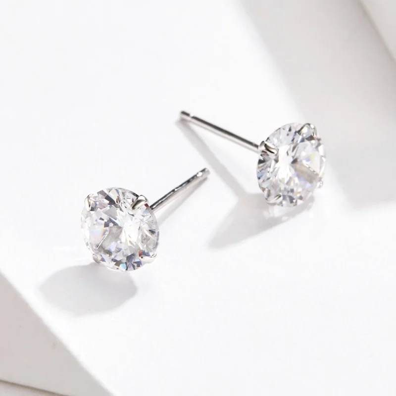 (imagem para) Pandora Style Four Claw Zircon Stud Earrings - BSE166 - Visualizar 4