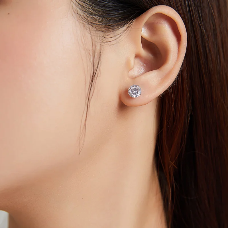 (imagem para) Pandora Style Four Claw Zircon Stud Earrings - BSE166 - Visualizar 5