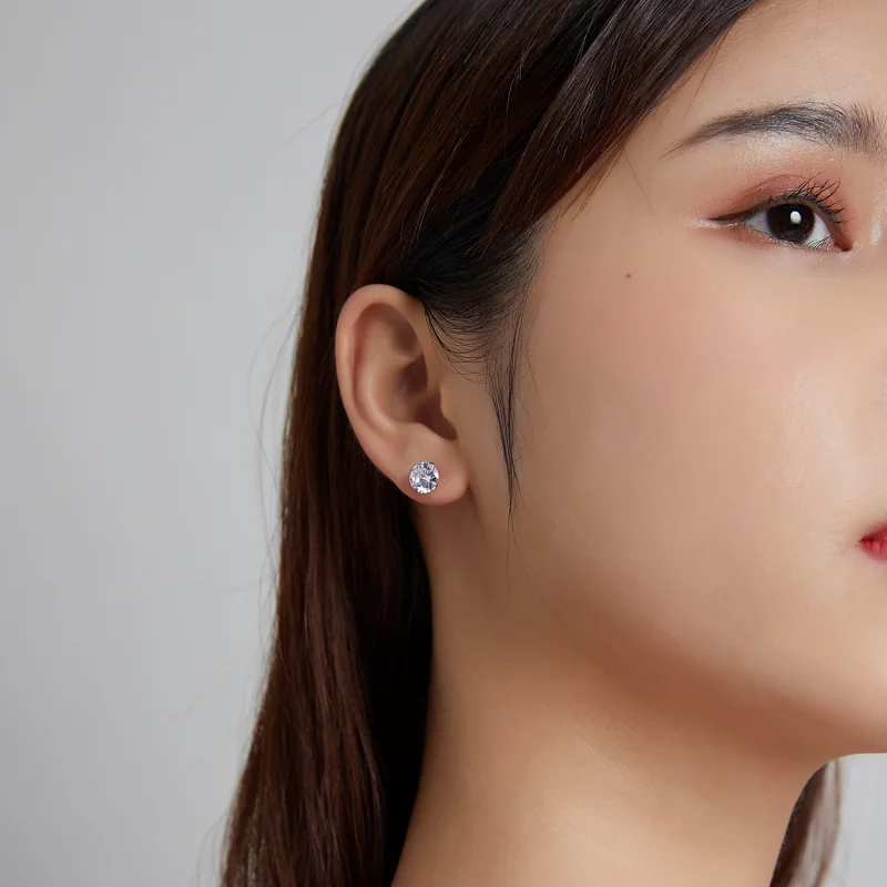 (imagem para) Pandora Style Four Claw Zircon Stud Earrings - BSE166 - Visualizar 7