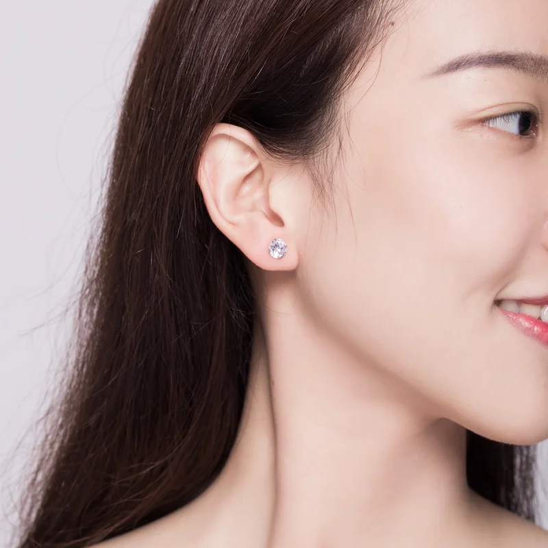 (imagem para) Pandora Style Four Claw Zircon Stud Earrings - BSE166 - Visualizar 11